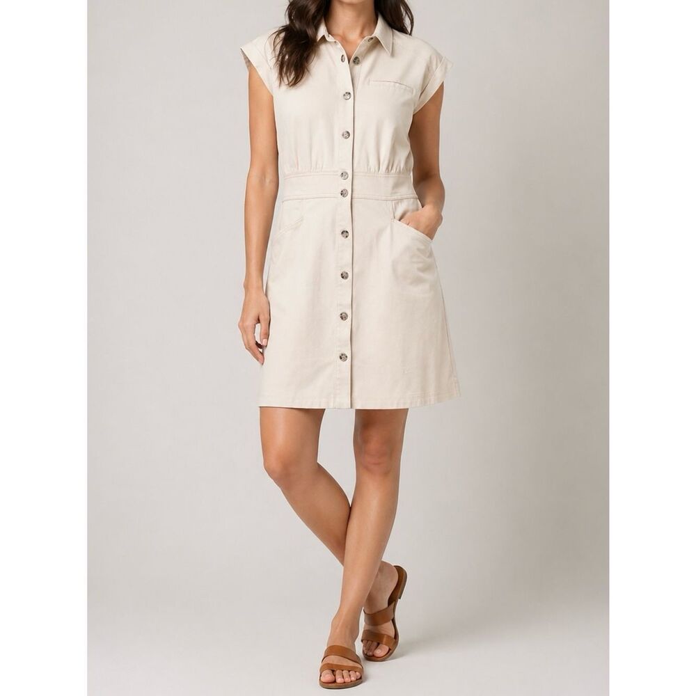 Twill Utility Dress in Eggshell Beige Women’s XL – NWT (Minor Marks)